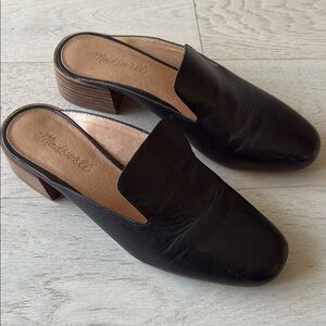 Madewell Black Mules with Low Block Heel